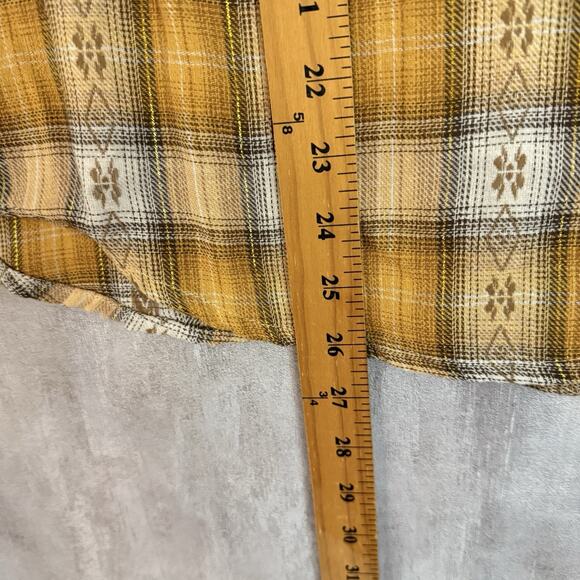 As Real As Wrangler Shirt Women’s Medium Pearl Snap Yellow Gold Cowgirl Western - Picture 9 of 13